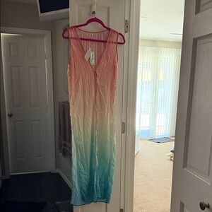 Ombre Sleeveless Maxi Coverup